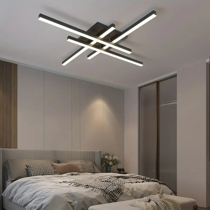 Lustra Modernă LED 60 cm, Montare pe Tavan, Design Negru