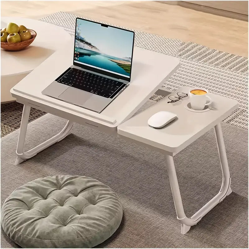 Portable Laptop and Breakfast Table - Adjustable Stand for Bed, Sofa or Desk, with Cup Holder