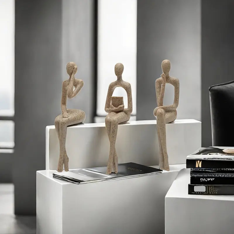 Set 3 statuete abstracte din rășină – Eleganță și simbolism în decorul tău