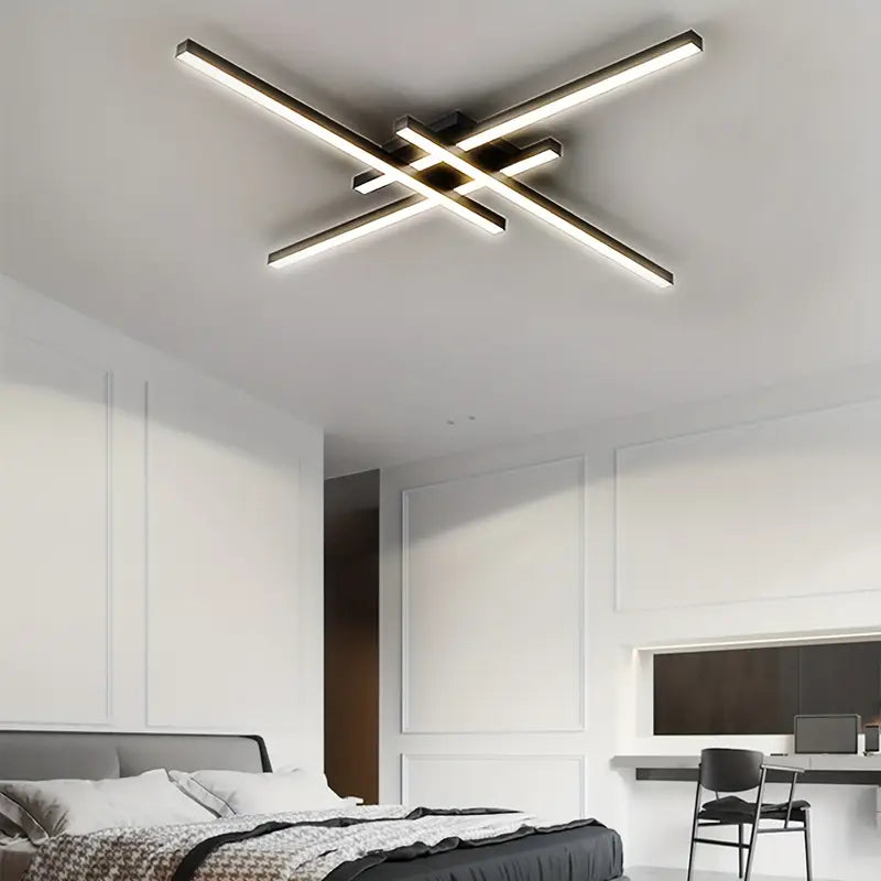 Lustra Modernă LED 60 cm, Montare pe Tavan, Design Negru