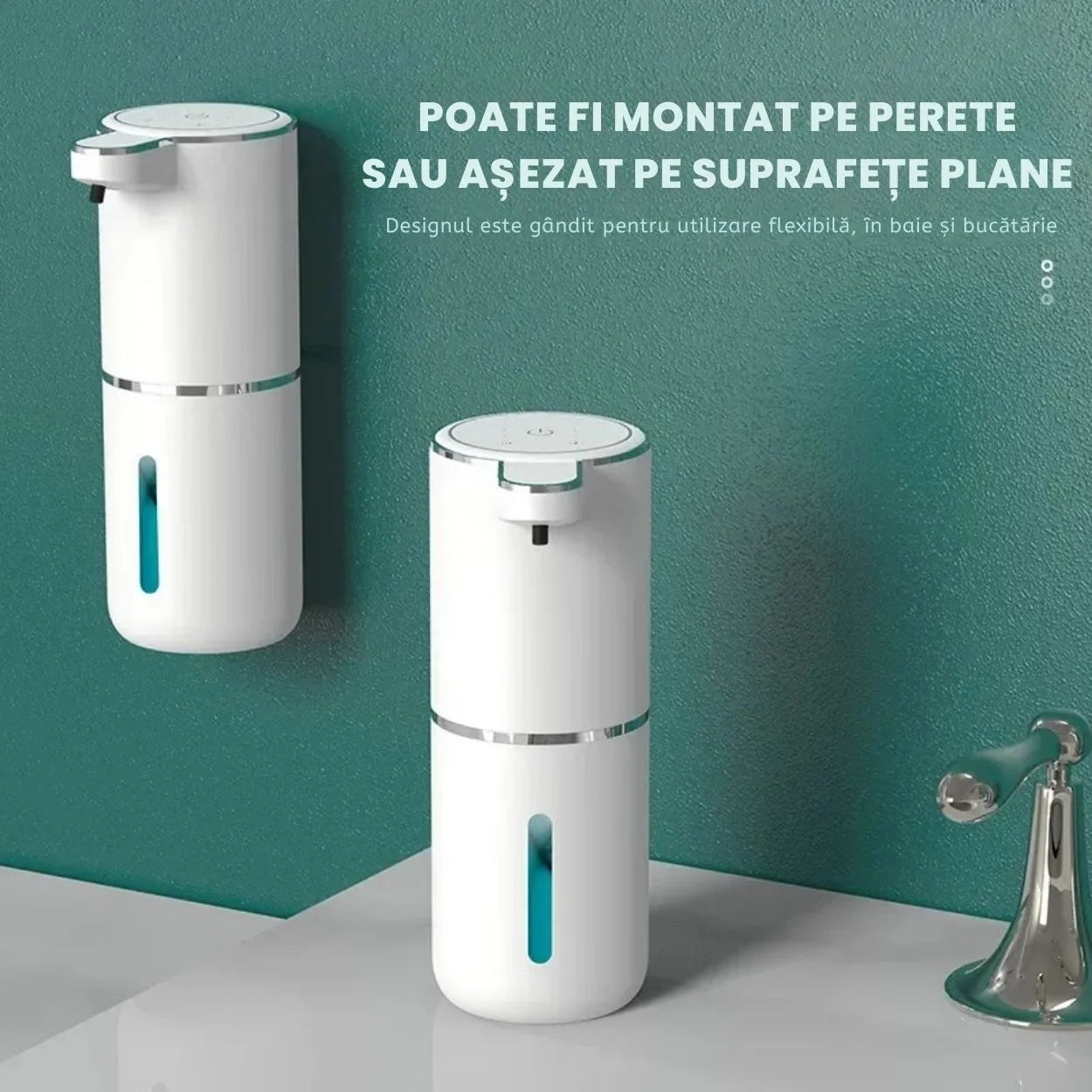 Dispenser Automat de Săpun cu 4 Trepte de Dozare, Reîncărcabil USB