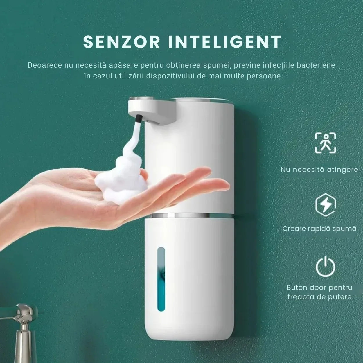 Automatic Soap Dispenser with 4 Dosing Levels, USB Rechargeable